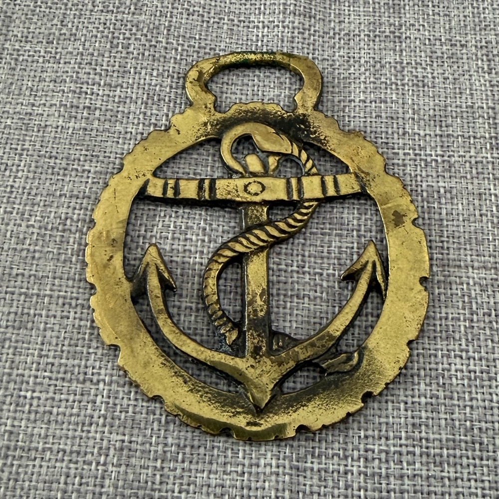 Antique Horse Brass - Nautical Anchor Naval Motif